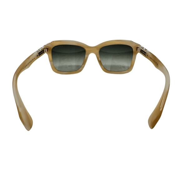 Lanvin Neutral Square Tortoiseshell Jeweled Rhinestone Sunglasses & case beige - Picture 8 of 11